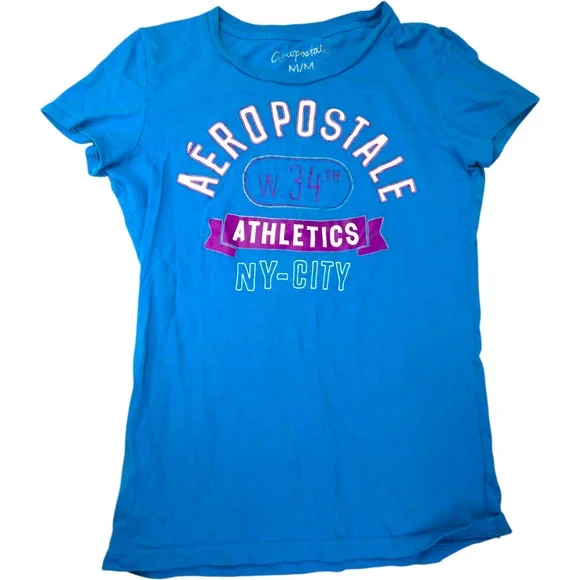 T-shirt Aeropostale Femme Taille M - Col V, Manches Courtes, Coton 100%